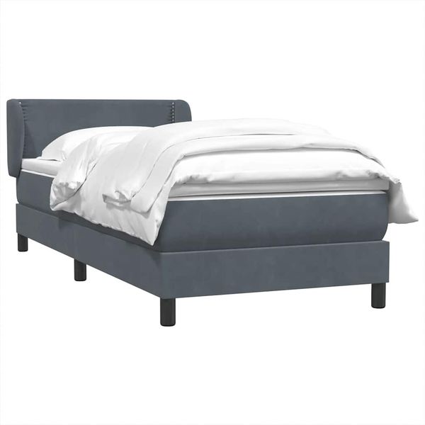 vidaXL Boxspringbett mit Matratze Dunkelgrau 90x220 cm Samt 3317470 Bild 3