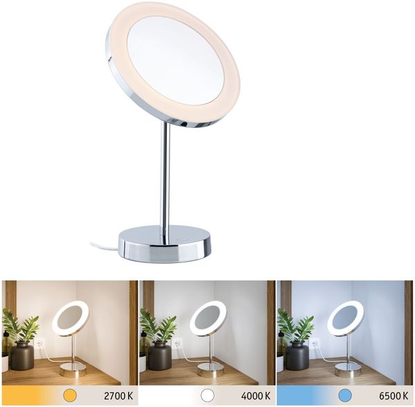 LED Kosmetikspiegel Masua IP44 White Switch 55lm 230V 4W Chrom