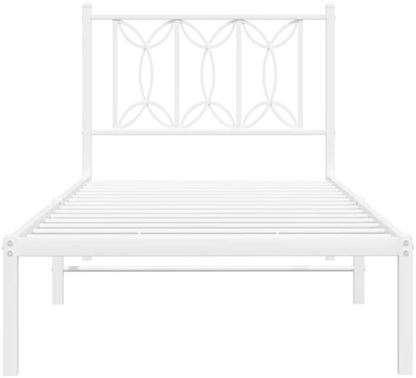 vidaXL Bettgestell mit Kopfteil Metall Weiß 90x190 cm 376169 Bild 4