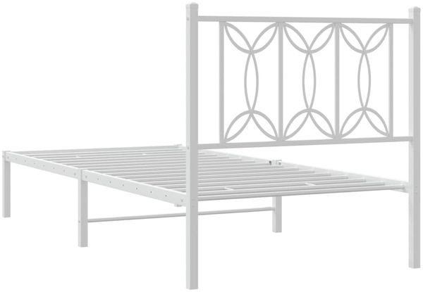 vidaXL Bettgestell mit Kopfteil Metall Weiß 90x190 cm 376169 Bild 6