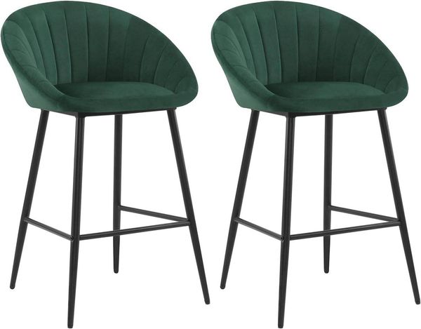 EUGAD Barhocker (2 St, 2er), gepolstert, Samt, mit Metallbeinen, Fußstütze