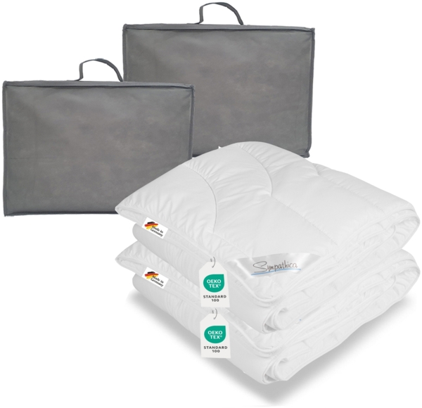 2x warme Allergiker Winter Bettdecke Duo Steppbett Klimafaser 135x200