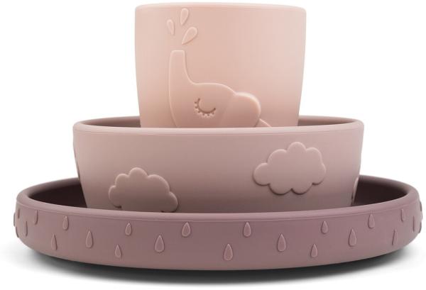 Done by Deer 'Stick&Stay' Geschirr-Set, Deer friends, Kunststoff rosa