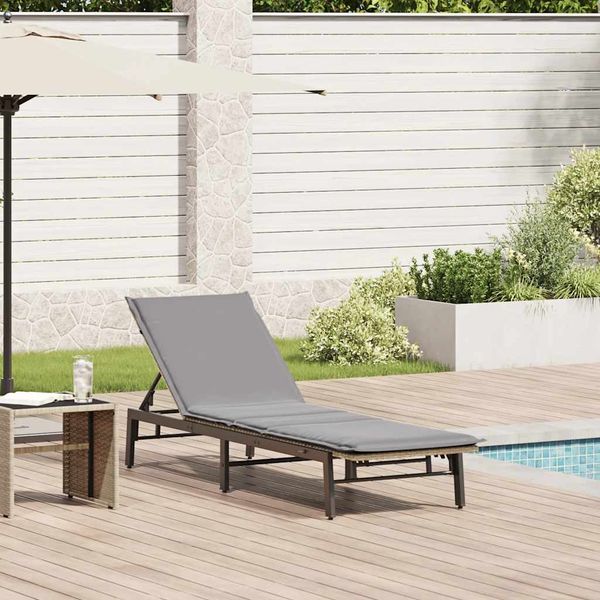 vidaXL Sonnenliege mit Auflage Beige Poly Rattan 4104082