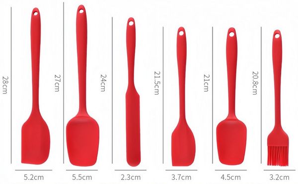 FOUORTUNATE-BEE Teigschaber 6er Set Silikonspatel für Küche, Backen und Kochen, Vielseitige Teigschaber zum Rühren, Backen und Zubereiten