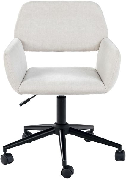 39F FURNITURE DREAM Soft & Supportive Beige Task Chair – Swiveling Desk Chair with Gas Lift – Compact and Stylish for Home Office – Swivel & Adjustable Height Function,Beige,61 x 56 x 76-86cm