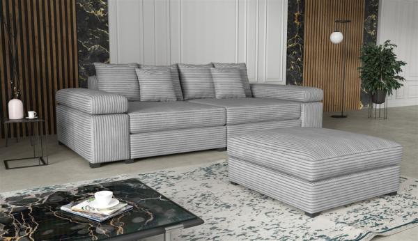 Big Sofa Megasofa Riesensofa AREZZO inkl. Hocker Stoff Tilia Hellgrau