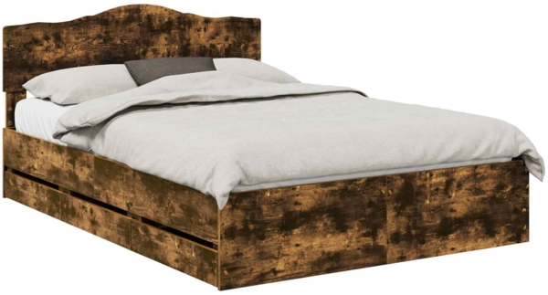 vidaXL Bettrahmen Geräucherte Eiche 140 x 200 cm Ingenieurs Holz 3413009