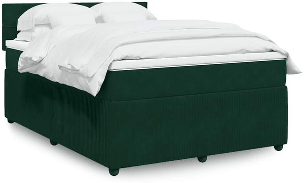 vidaXL Boxspringbett mit Matratze Dunkelgrün 160x200 cm Samt 3287785