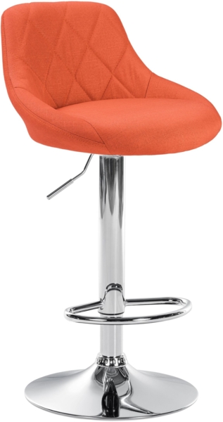 CLP Barhocker Lazio Stoff höhenverstellbar und 360 Grad drehbar,orange chrom