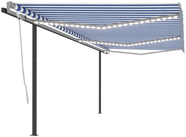 vidaXL Markise Manuell Einziehbar mit LED 6x3 m Blau und Weiß 3070201