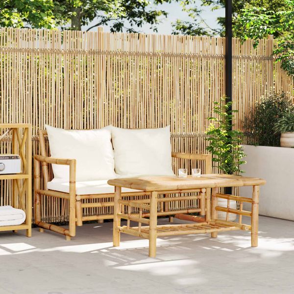 vidaXL 2-teiliges Gartensofa-Set mit Kissen Bambus 365870