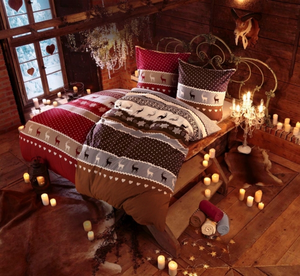 CASATEX Bettwäsche Garmisch, Biber, 2 teilig, schöne Hirschmotive, Herzen und Schneekristallen Bild 3