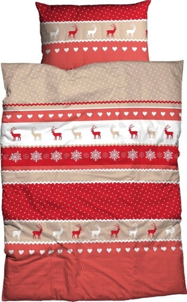 CASATEX Bettwäsche Garmisch, Biber, 2 teilig, schöne Hirschmotive, Herzen und Schneekristallen Bild 4