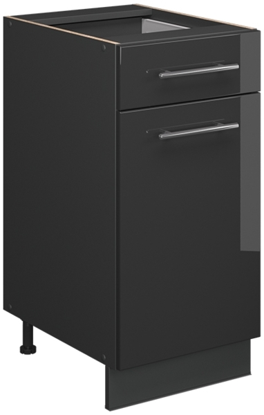 Küchenunterschrank Fame-Line Anthrazit Hochglanz 40 cm ohne Arbeitsplatte Vicco