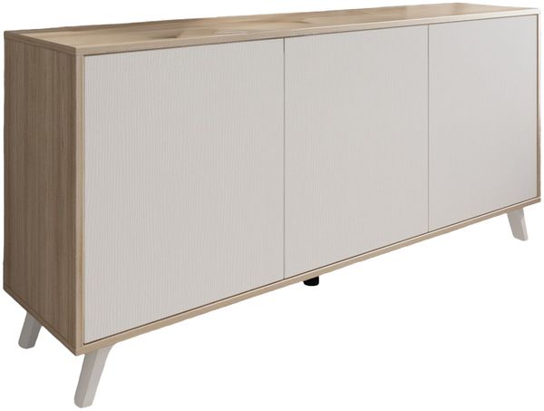 Dmora Kommode Annina, Wohnzimmerbuffet, Wohnzimmer-Sideboard, Moderne Küchen-Speisekammer, 154x40h72 cm, Eiche und Weiß