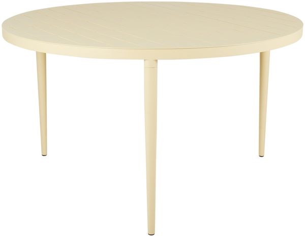 Gartenesstisch Bigby aus Aluminium, modern rund, Lemon Gelb, Ø 130 cm, für 4–6 Personen