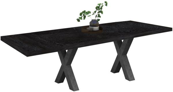 Esstisch Enzo Di Lusso 175x78x100 Esszimmertisch Graphit/Flamed Wood Black 13967-175-oa