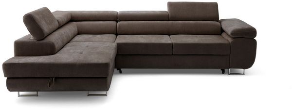Muffo Ecksofa Wild Ecksofa mit Schlaffunktion, Verstellbare Kopfstützen, Schlaffunktion mit Bettkasten