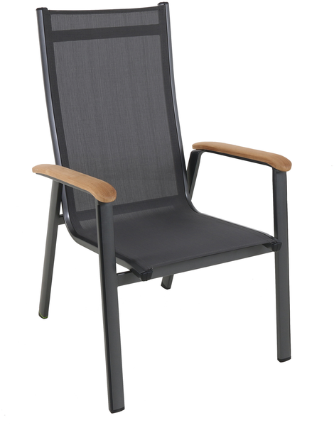 MWH Stapelstuhl Reno Aluminium mit Teak Armlehnen