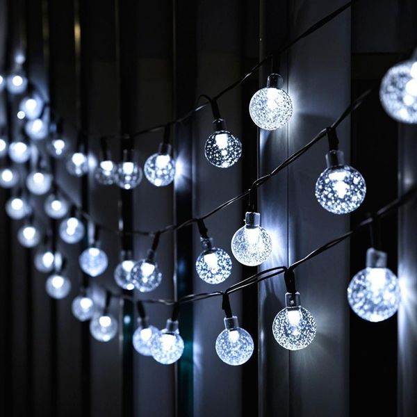 Salcar LED Solarleuchte LED Kugel-Lichterkette Außen Solar Gartenleuchte, 15m Kaltweiß