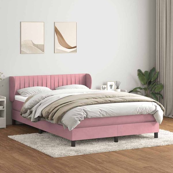 vidaXL Boxspringbett mit Matratze Rosa 140x220 cm Samt 3317738