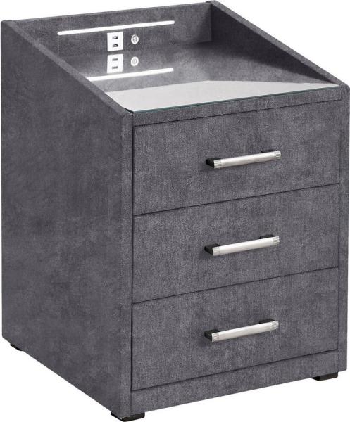 Nachtkommode MOON in anthrazit inkl. LED USB Anschluss