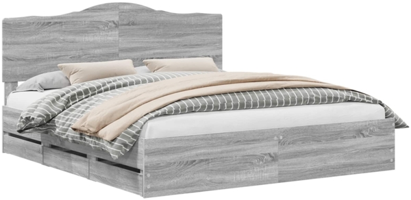 vidaXL Bettrahmen Graues Sonoma 200 x 200 cm Ingenieurs Holz 3413385