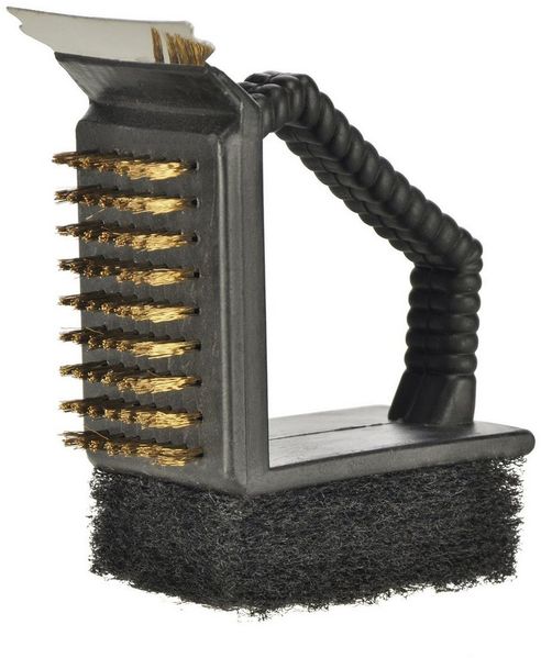 Grillreinigungsbürste 3 in 1 mit Griff: Kunststoff Edelstahlkratzer 30030 von Hi