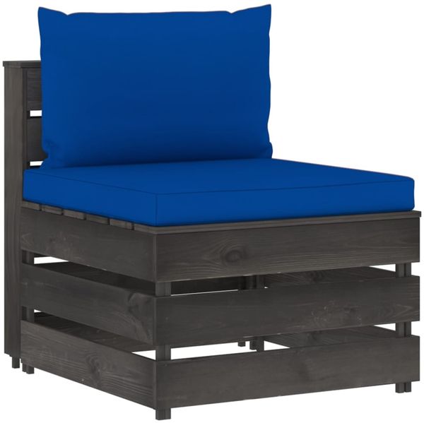 vidaXL Modulares Mittelsofa mit Kissen Grau Imprägniertes Holz 3068130
