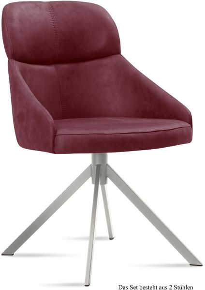 Esszimmerstuhl (2er-Set) Dounia 52x82x63 Edelstahl/Marsala