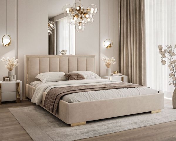 Lookway Polsterbett AURELIA 180x200 mit Bettkasten und Metallgestell – Jasmine 22 (ohne Matratze), Breite: 180 cm