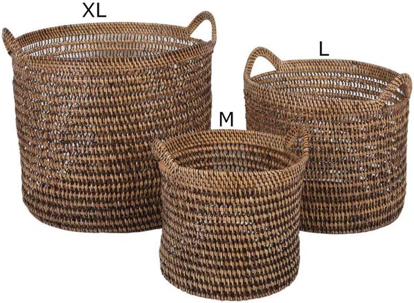 Rattan Korb Eda Braun mit Henkel M