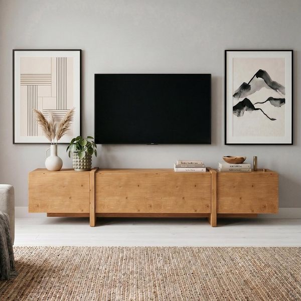 IDIMEX Lowboard LEILA, TV Lowboard 220 cm aus Massivholz mit viel Stauraum Eiche Finish