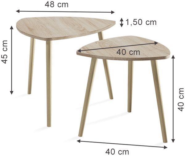 Couchtisch Twino Sonoma 48 x 45 cm 2er Set Vicco Bild 2