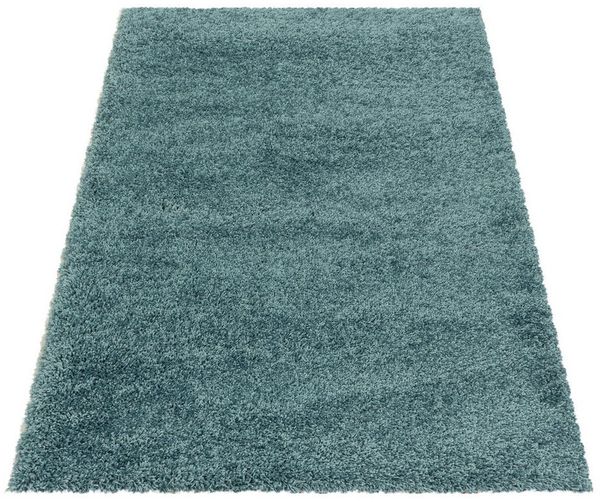 Carpettex 'Unicolor' Hochflor-Teppich, Höhe: 30 mm, Shaggy Langflor, Aqua Blau, 60 x 110 cm (Läufer)