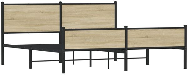 vidaXL Metallbett ohne Matratze Sonoma-Eiche 160x200 cm 3301400 Bild 4