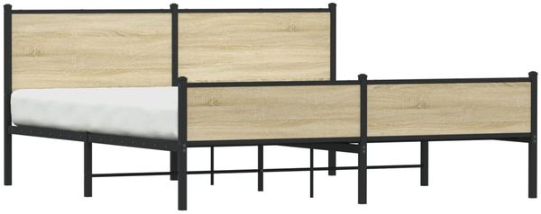 vidaXL Metallbett ohne Matratze Sonoma-Eiche 160x200 cm 3301400 Bild 3