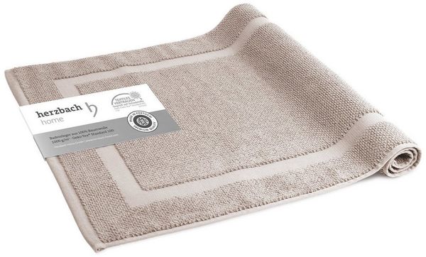 herzbach home Badematte Spa 60x100 cm, Baumwolle, Rechteckig, 1000g/m², Premium-Qualität, 100% Baumwolle, mit Bordüre