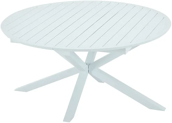 Vente-unique - YOHA Garden dining set Metall Weiß - B 150 cm x H 75 cm x L 204 cm