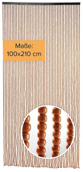 Kobolo Türvorhang Perlenvorhang CHOCO Holzperlen braun 50 Stränge (1 St), Ösen, halbtransparent