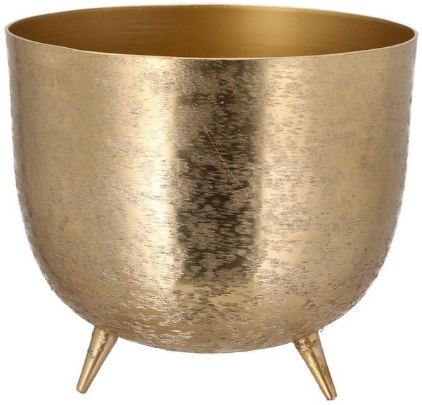HAC24 Blumentopf Design Pflanztopf Pflanzen Blumen Übertopf Blumenkübel Pflanzkübel, Aluminium Rund Matt Gold Ø 18 cm