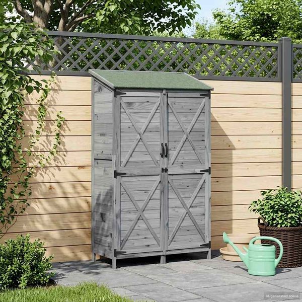 vidaXL Gartenschuppen Grau 106 x 56 x 176,5 cm Massivholz aus Fichte 42033482
