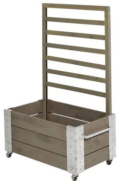 Plus Blumenkasten Cubic 87 x 50 x 130 cm graubraun mit Räder