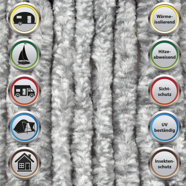 Flauschvorhang in Sondergröße - Türvorhang Breite: 120cm - Länge: 300cm, Hellgrau Meliert Bild 3