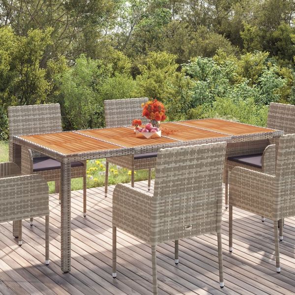 vidaXL Gartentisch mit Holzplatte Grau 190x90x75 cm Poly Rattan 319906