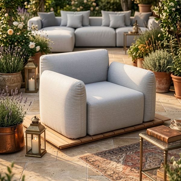 HOME DELUXE Outdoor Sessel ARANI – Hellgrau