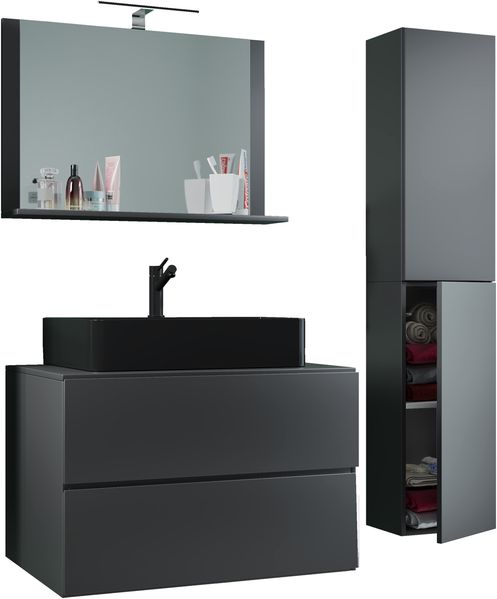 VCM Badmöbel Waschtisch Lendas 919559 Anthrazit H. 150 x B. 114 x T. 52 cm
