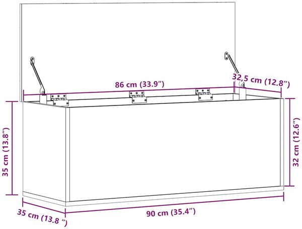 vidaXL Truhe Weiß 90x35x35 cm Holzwerkstoff 840681 Bild 11
