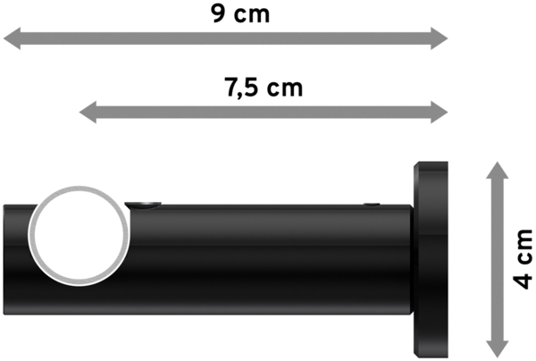 Gardinenstangen-Set Platon Sitra 100 cm, 1-läufig (ohne Ringe), 20 mm Ø Schwarz Bild 2